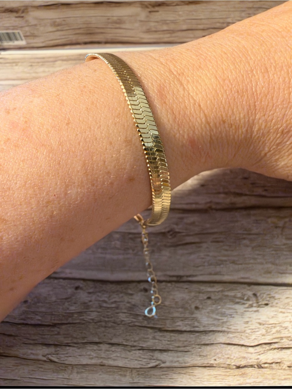 Gold Plated Herringbone Chain Bracelet - Women's Accessory